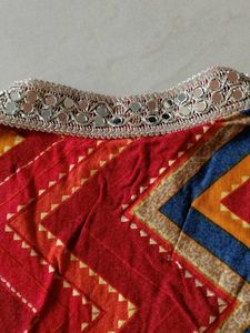 Red mirror work Chevron Print Kurta
