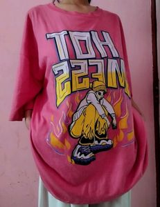 Pink "Hot Mess" Graphic Oversized Tee