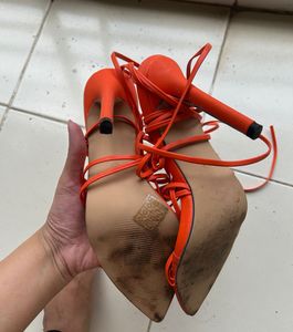 Tie Up Orange Heels