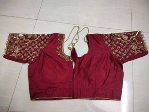 🤎maroon maggam blouse