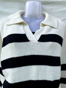 Striped Knit Pullover Sweater