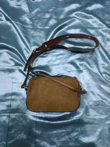 Brown Suede Leather Shoulder Bag