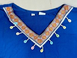 Boho Blue Print Tunic Top