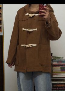 Brown Hooded Toggle Coat