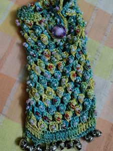 Handmade Beaded Crochet Bag with Jingle Bells