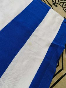 Men Blue White Striped Cotton Tshirt