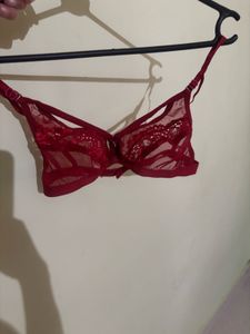 Red Sheer Lace Bra