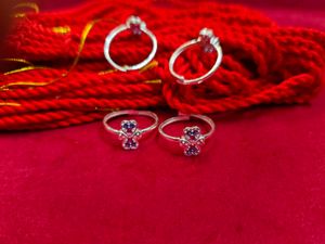 Cute Real Silver Toe Rings Two Pairs Fix Price