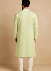 Lucknowi Elegant Green Kurta | L - 46inches
