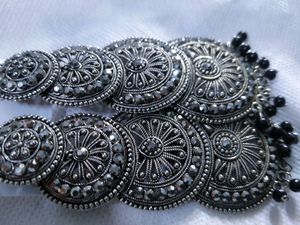 Black Metal Studded Indian ethnic earrings For Women.