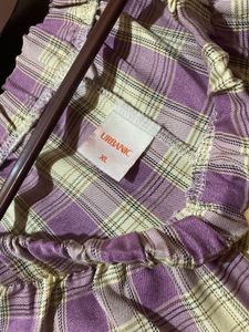URBANIC Purple Plaid Wide Leg Pants