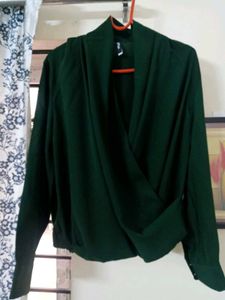 STYLI Women Wrap Front Blouse With Button Cuff