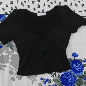 Black Ribbed Padded Top