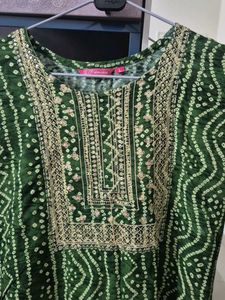Green Bandhani print Kurta