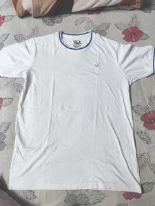Flick blue bordered White T-shirt