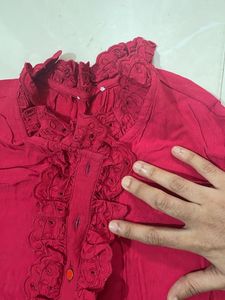 Color Nech Ruffle Top