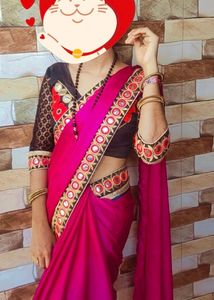 Saree With Embroidery Work Stiched Blouse