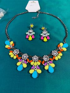 Fashion Crystal Waterdrop Cluster Statement Necklace