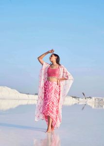 Pink Tie-Dye 3 piece Dhoti Co-ord Set
