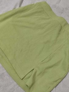 Lime Green Ribbed Mini Skirt