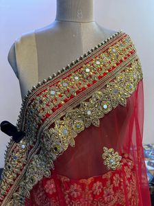 Red Heavy Work Lehenga With Dupatta (No Blouse)