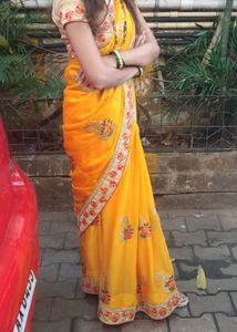 Elegant Yellow Floral Saree