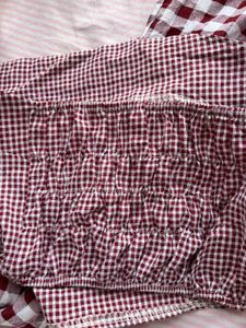 Gingham One-Shoulder Top