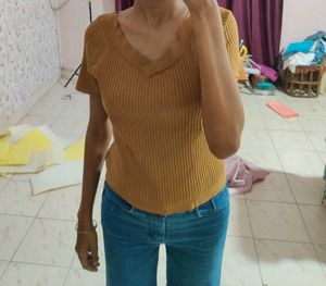 Mustard V-Neck Top