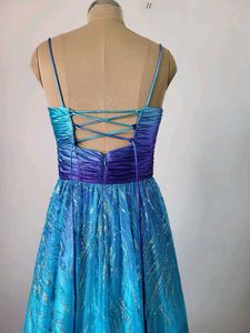 Blue Beaded Evening Gown