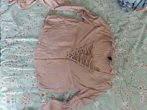 Mauve Lace-Up Long Sleeve Top