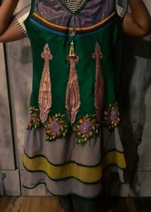 Hand Stiched Green Festive Kurta Set
