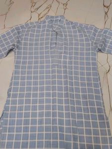 Blue &amp; White Checkered kurta