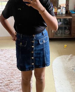 Front Bottom Denim Skirt