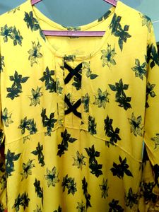 Floral Print Yellow Dress