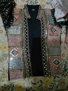 Heavy Work Dhoti Pant Set With Jacket