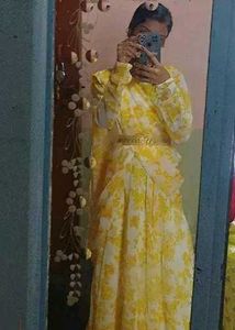 New Gown With Belt And Duppta