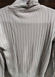 Gray Embellished Turtleneck Sweater