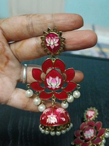 Lotus Shaped Jhumka Earrings