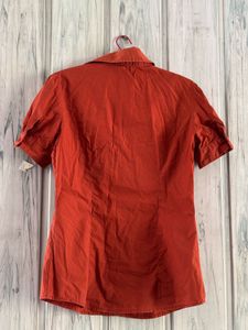 Brick Red Cinched Waist Shirt
