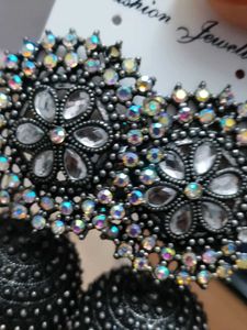 Sparkling Silver Jhumka Earrings