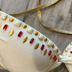 Victoria&#39;s Secret White Embellished Bikini Top