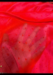 Red Orangish Saree Without Blouse