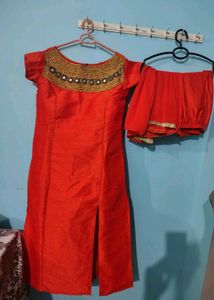 Red Embroidered Kurta Set