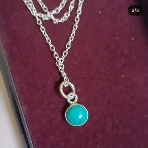 Pure Silver Sterling Turquoise Dainty Necklace