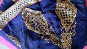 Nevy Blue Color Georgette Embroidery Saree