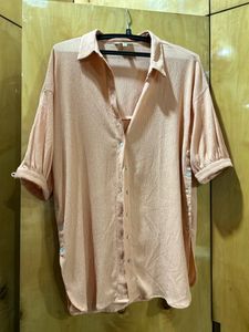 Oversized Peach Button-Down