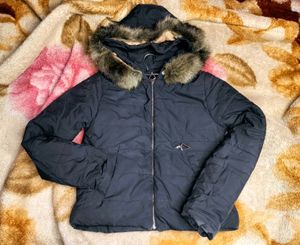 Quilted Puffer Jacket with Detachable Fur