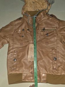 Stylish Brown leather hooded Jacket