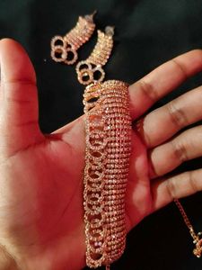 Sparkly Rose Gold Necklace &amp; Earring Set
