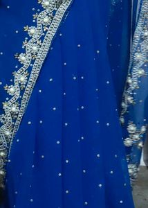 Elegant Blue Embellished Saree